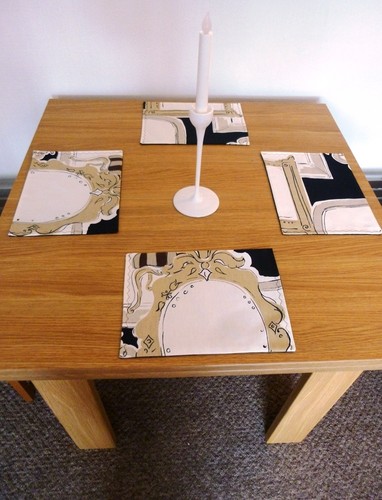 New placemats set black - new,