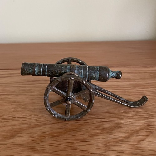 Vintage brass table cannon - brass,