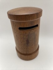 Small Wooden Pillar Post Box Money Coin Bank Box hand Turned Vintage
