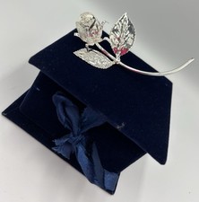 Clear Glass Crystal Rose Flower Ornament Small Vintage