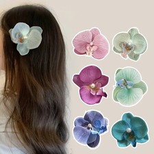 6cm Orchid Flower Corsage Pearl Hair Clips. Autumn Vintage Matt Colours Wedding