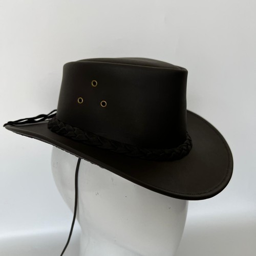 Leather cowboy hat dark brown - leather,