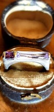 Georgian Tub-style Ring Box with silver band amethyst and clear coloured stones