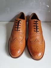 ASK THE MISSUS DESIGNER UK 10 EU 44 MENS TAN LEATHER DRESS FORMAL BROGUE SHOES 