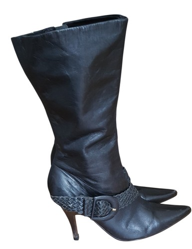 Retro black leather pointed - black,