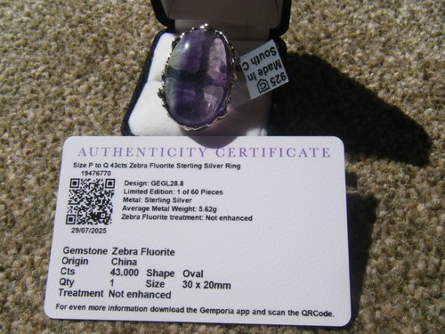 Zebra fluorite silver ring - zebra,