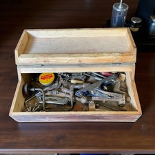 Vintage Wooden Tool Chest with Original Hand Tools – c.1930s–1950s – Rustic Work