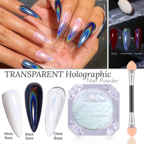 White holographic nail chrome - white,