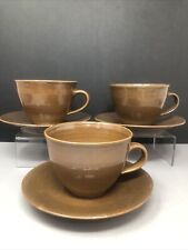 3 X Crowan Pottery Cups & Saucers By Harry & May Davis #1632.
