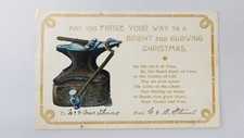 Forged Anvil Christmas Postcard 1903 Embossed Design Edwardian Greeting