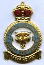 RAF 74 FIGHTER SQN LAPEL BADGE - H W MILLER LTD