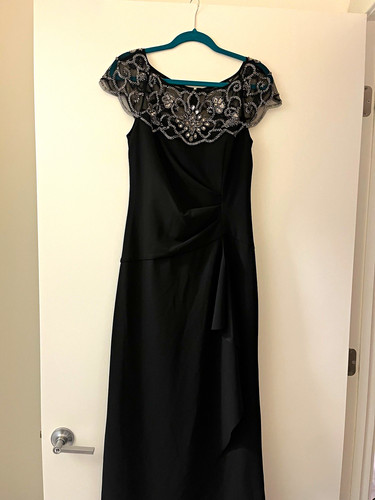 Xscape black long satin gown - long,