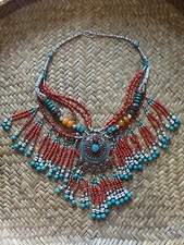 Large Tibetan Elegant Multi Strand Beaded Boho Long Statement Necklace