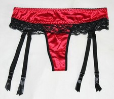 Red Satin Suspender thong With