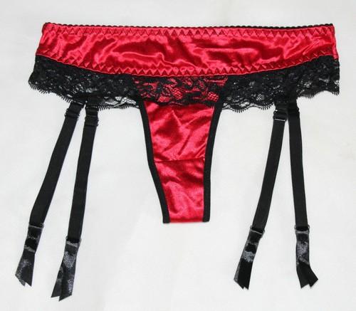 Red satin suspender - satin,