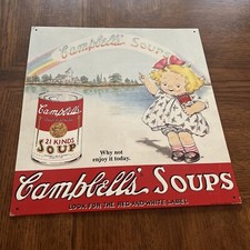 Campbell's Soup Metal Embossed Tin Sign 1993 AAA Sign Co Vintage  13" X 12" C2