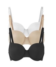 3 Pack Ladies Women's T-Shirt Full Cup Coverage Bra Sleep Padded Comfort Support