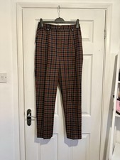 Vintage Alice Collins Country Tartan Check Wool Blend Trousers Size 12