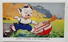 G.E. Studdy. "Bonzo". Expect To Make A Big Splash Here. Valentine's No.1736.