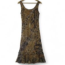 Cattiva New York Pure Silk Midi Length Lined Animal Print Dress Women's UK 12