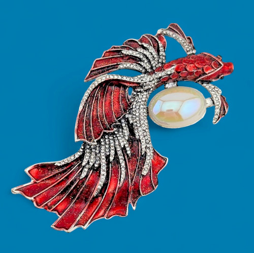 Red betta brooch pendant - betta,