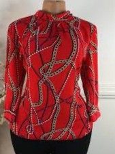 Dorothy Perkins Red Chain Print Blouse Top Size 14 All Occasions