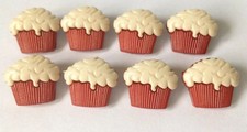  Dress It Up 8 x Cupcake Buttons Cream Brown Red Velvet Cute Baker Cake Muffin