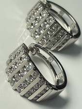 'Diamonique DQCZ' '925' sterling silver/clear stone huggie hoop earrings hoops