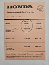 HONDA Z COUPE N600 PRICE LIST