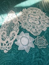 Vintage Hand Crocheted Doily Bundle, Cottagecore Granny, 4 Pieces
