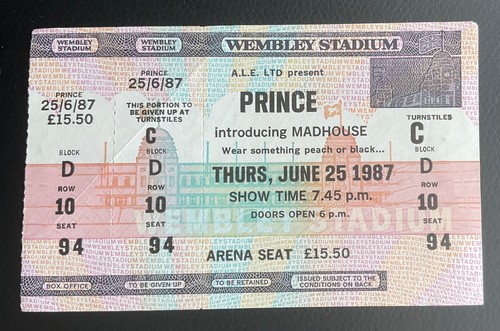 Prince ticket 1987 sign - ticket,