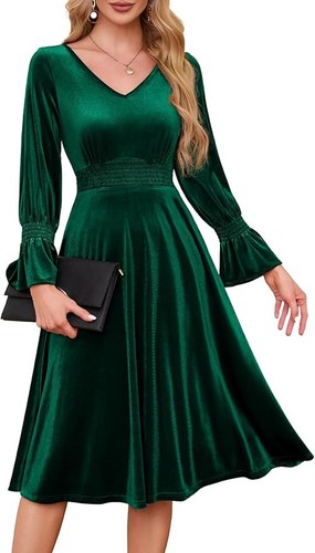 Women velvet midi dress v - midi,