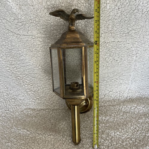 Vintage brass glass eagle wall - glass,