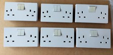 6 Vintage Crabtree 13A 2 Gang Double Switched Sockets. White. Great Condition