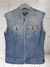 Gstar Zip Up Denim Gilet Vest Size 10 Y2K