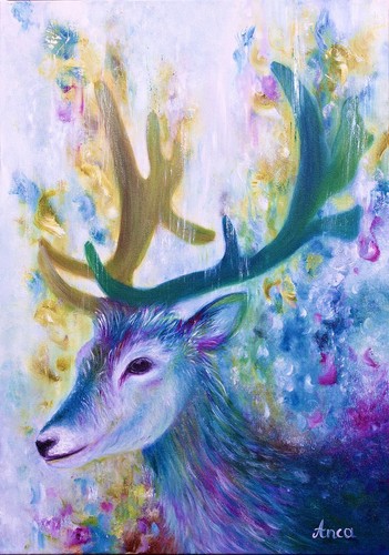 Original stag painting - original, on