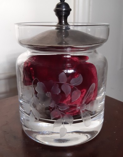 Antique hand cut glass - hand, jar