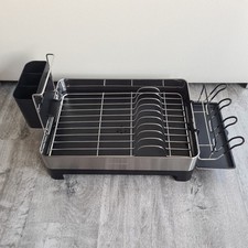 SONGMICS Large Dish Drying Rack, Premium Stainless Steel Dish Rack with Rotatabl