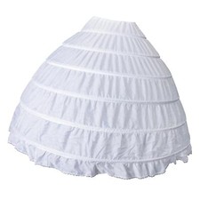 White Long 6 Hoop Petticoat Wedding Bridal Crinoline Crinoline Skirt