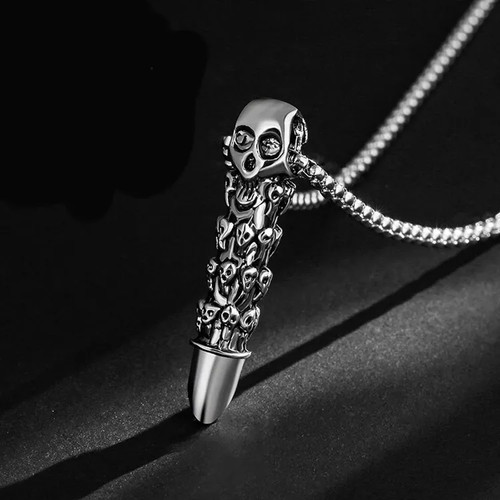 Skull bullet pendant necklace - bullet,