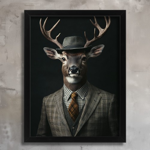 Stag tweed suit art - tweed, print