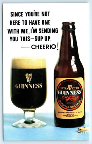 Postcard guinness bottle glass - guinness,