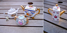 4x MINIATURE TEAPOTS CERAMIC VINTAGE RETRO STYLE KITSCH TINY REGENCY FINE ARTS