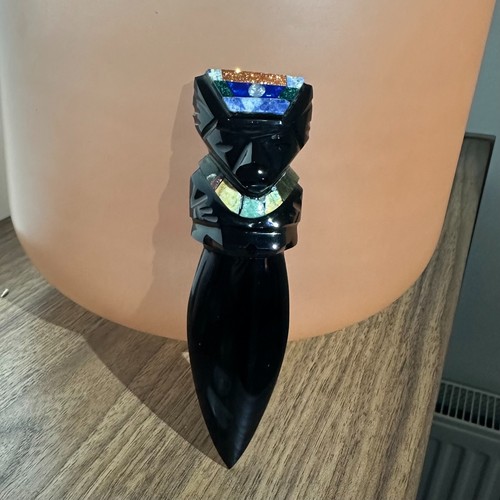 Carved obsidian wand - , with