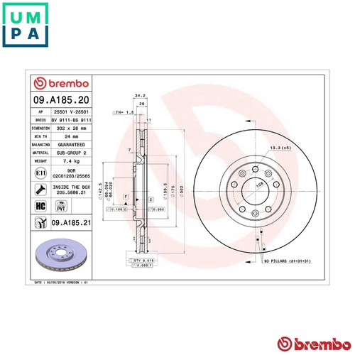 Brake disc a185 21 - 2x,