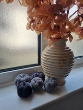5 small grey velvet covered foam pumpkins ?