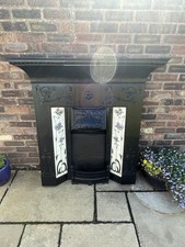 Large Tiled Victorian Cast Iron Fireplace No 50