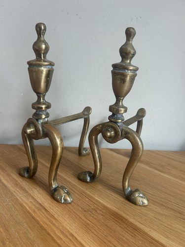 Vintage brass fire dogs - brass,
