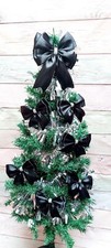 Christmas tree topper bows Hanging Bowknot Decoration Wreath Bow Black Silver