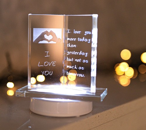 Led glass plaque love you - led, you'
